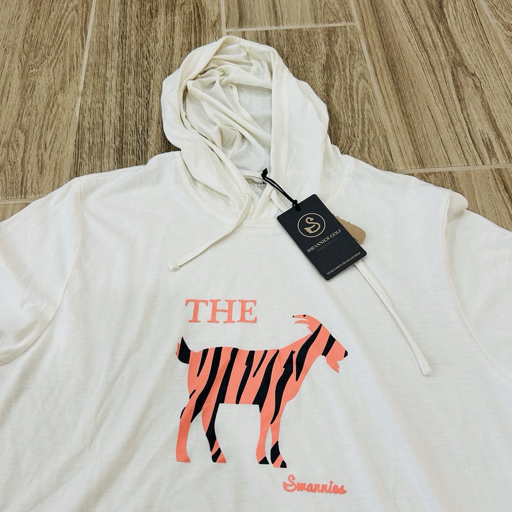 Swannies Golf "The Goat" Tiger Woods Graphic Golf Hoodie white Mens 2XL New - Picture 2 of 9